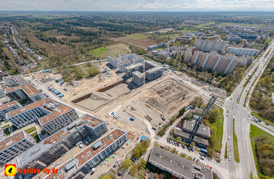 21.04.2023 - Luftbilder von der Baustelle Alexisquartier und Pandion Verde in Neuperlach